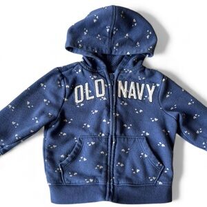 Old Navy Baby Girl Blue Heart Print Zip Up Hoodie Jacket 12–18 Months